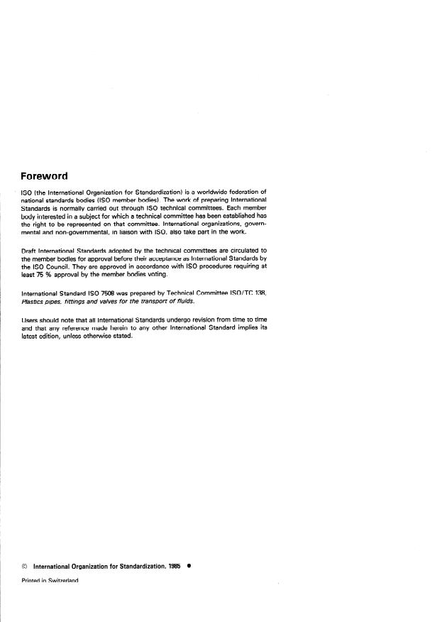 ISO 7508:1985 ISO 7508:1985 - Unplasticized polyvinyl chloride (PVC-U) valves for pipes under pressure -- Basic dimensions -- Metric series - Page 2 preview