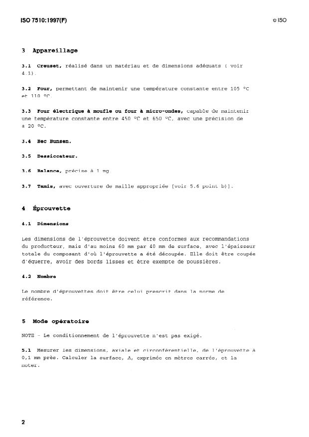 ISO 7510:1997 ISO 7510:1997 - Systemes de canalisations en matieres plastiques -- Composants plastiques renforcés de verre (PRV) -- Détermination des teneurs des constituants par la méthode gravimétrique - Page 4 preview