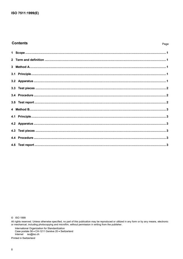 ISO 7511:1999 ISO 7511:1999 - Plastics piping systems -- Glass-reinforced thermosetting plastics (GRP) pipes and fittings -- Test methods to prove the leaktightness of the wall under short-term internal pressure - Page 2 preview