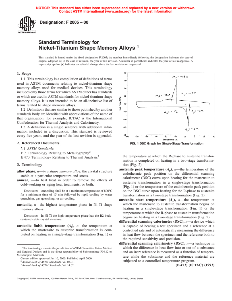 ASTM F2005-00 - Standard Terminology for Nickel-Titanium Shape Memory Alloys