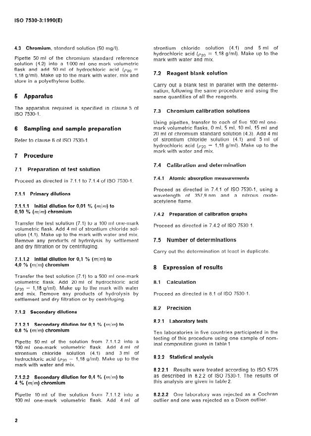ISO 7530-3:1990 ISO 7530-3:1990 - Nickel alloys -- Flame atomic absorption spectrometric analysis - Page 4 preview