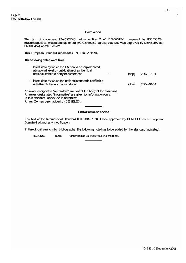 EN 60645-1:2001 EN 60645-1:2002 - Page 4 preview