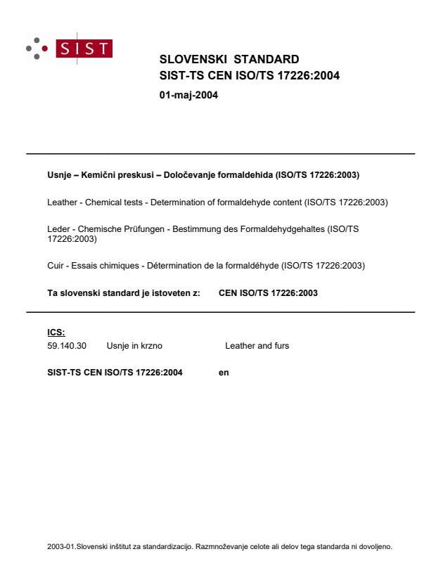 TS CEN ISO/TS 17226:2004