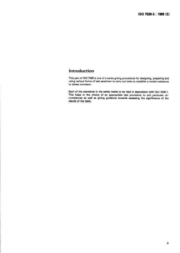 ISO 7539-3:1989 - Corrosion of metals and alloys -- Stress corrosion testing