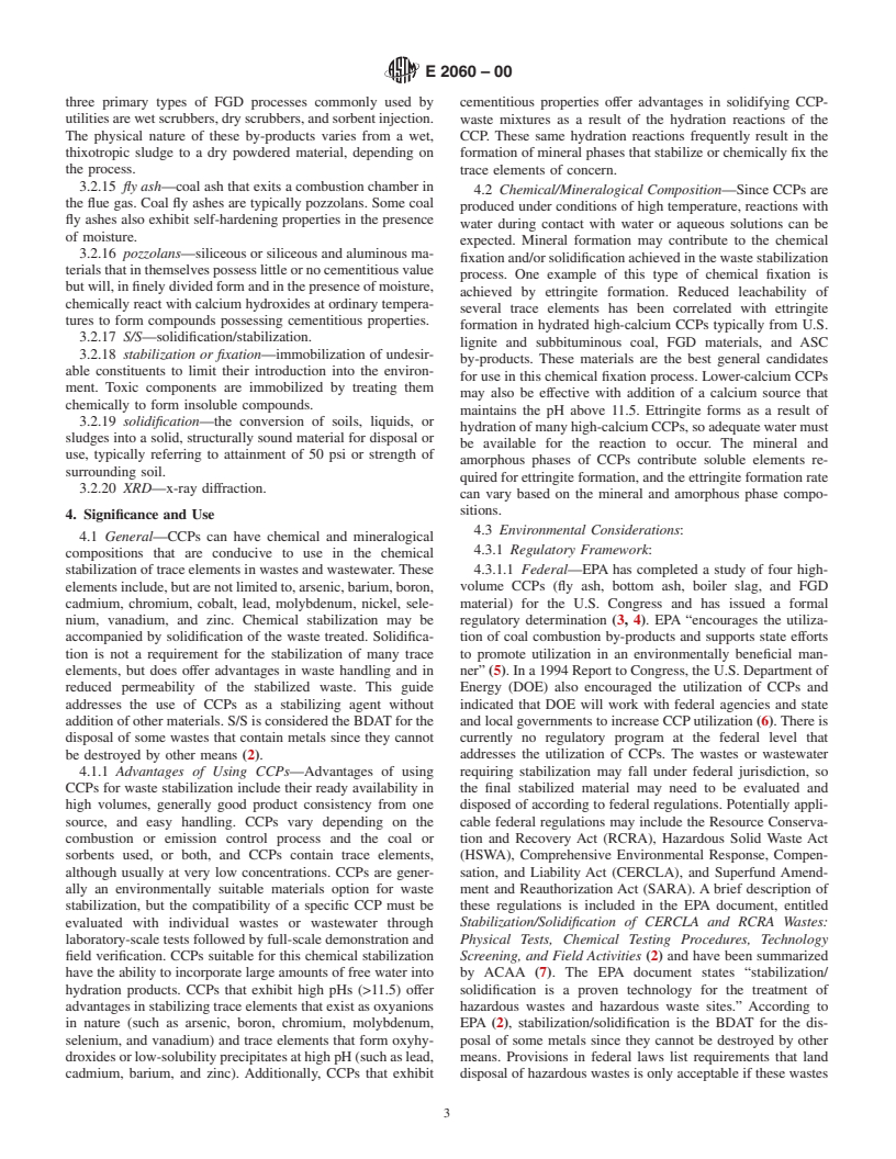 ASTM E2060-00 - Standard Guide for Use of Coal Combustion Products for Solidification/Stabilization of Inorganic Wastes