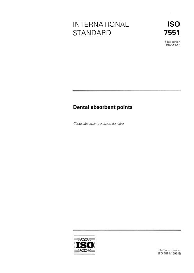 ISO 7551:1996 - Dental absorbent points