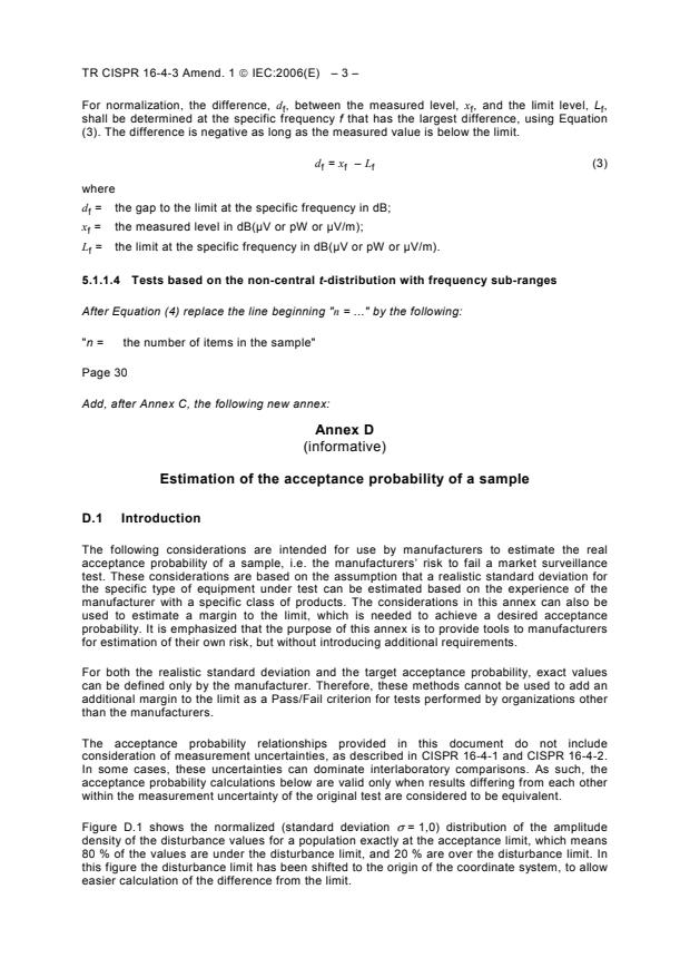 CISPR TR 16-4-3:2004/AMD1:2006 - Amendment 1 - Specification for radio disturbance and immunity measuring apparatus and methods - Part 4-3: Uncertainties, statistics and limit modelling - Statistical considerations in the determination of EMC compliance of mass-produced products