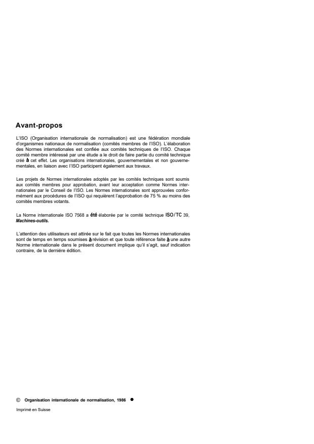 ISO 7568:1986 ISO 7568:1986 - Machines a bois -- Machines a raboter sur une face avec outil rotatif -- Nomenclature et conditions de réception - Page 2 preview