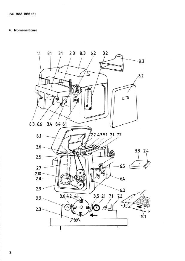 ISO 7568:1986 ISO 7568:1986 - Woodworking machines -- Thickness planing machines with rotary cutterblock for one-side dressing -- Nomenclature and acceptance conditions - Page 4 preview
