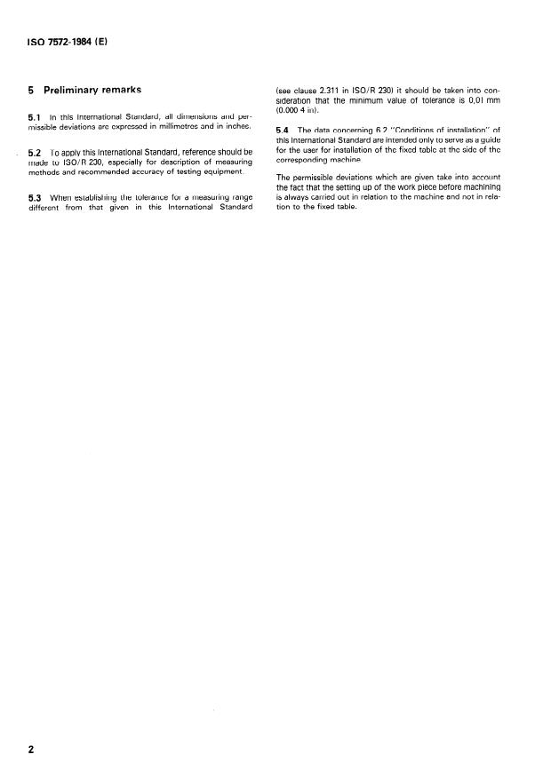 ISO 7572:1984 ISO 7572:1984 - Conditions of acceptance and installation for work-holding fixed tables of machine tools - Page 4 preview