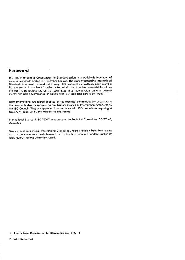 ISO 7574-1:1985 ISO 7574-1:1985 - Acoustics -- Statistical methods for determining and verifying stated noise emission values of machinery and equipment - Page 2 preview