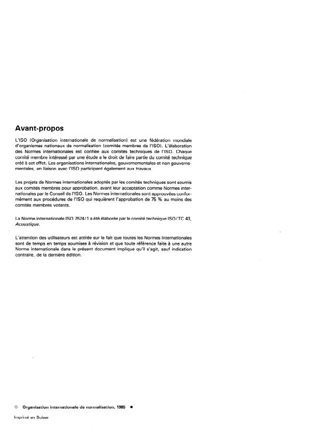 ISO 7574-1:1985 ISO 7574-1:1985 - Acoustique -- Méthodes statistiques pour la détermination et le contrôle des valeurs déclarées d'émission acoustique des machines et équipements - Page 2 preview