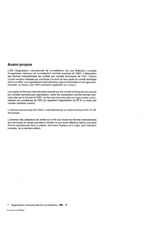 ISO 7574-1:1985 ISO 7574-1:1985 - Acoustique -- Méthodes statistiques pour la détermination et le contrôle des valeurs déclarées d'émission acoustique des machines et équipements - Page 2 preview