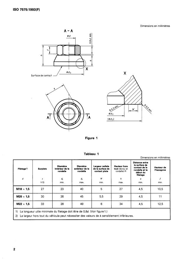 ISO 7575:1993 ISO 7575:1993 - Véhicules utilitaires -- Écrous de fixation des roues a attache plate - Page 4 preview