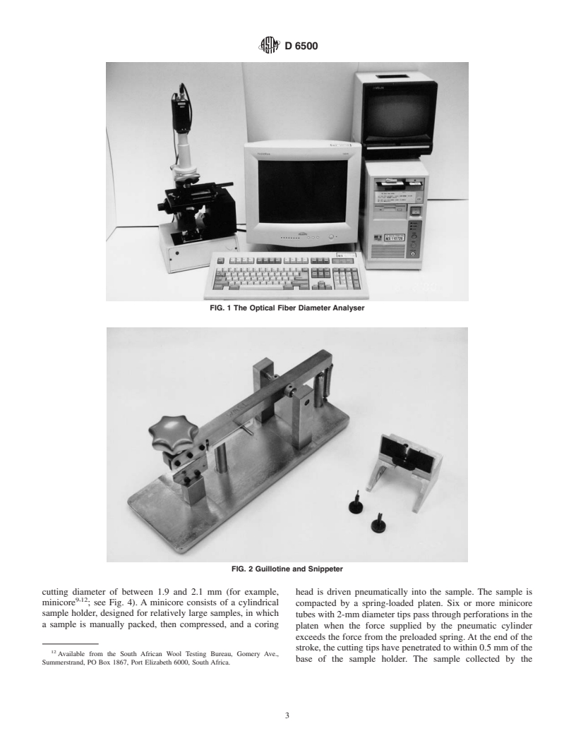 ASTM D6500-00 - Standard Test Method for Diameter of Wool and Other Animal Fibers Using an Optical Fiber Diameter Analyser