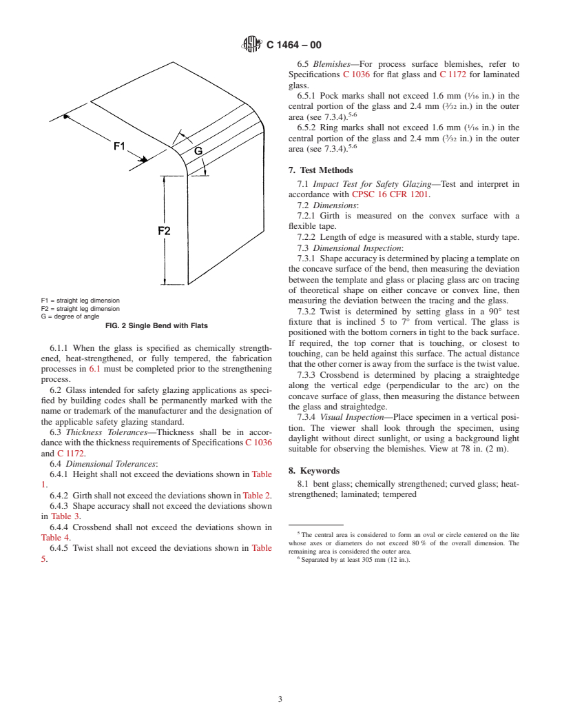 ASTM C1464-00 - Standard Specification for Bent Glass