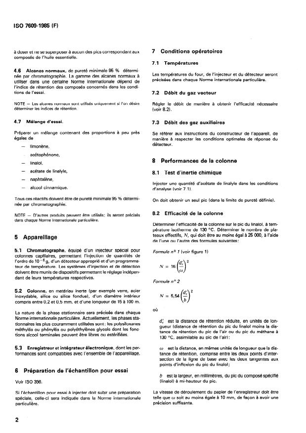 ISO 7609:1985 ISO 7609:1985 - Huiles essentielles -- Analyse par chromatographie en phase gazeuse sur colonne capillaire -- Méthode générale - Page 4 preview