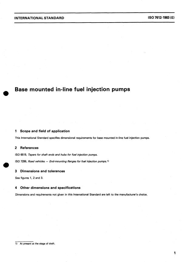 ISO 7612:1983 - Base mounted in-line fuel injection pumps