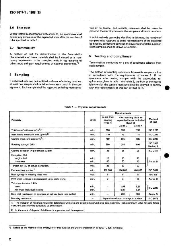 ISO 7617-1:1988 ISO 7617-1:1988 - Plastics-coated fabrics for upholstery - Page 4 preview