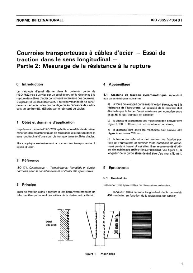 ISO 7622-2:1984 - Courroies transporteuses a câbles d'acier -- Essai de traction dans le sens longitudinal