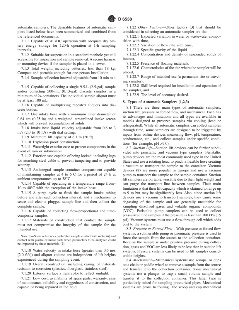 ASTM D6538-00 - Standard Guide for Sampling Wastewater With Automatic Samplers