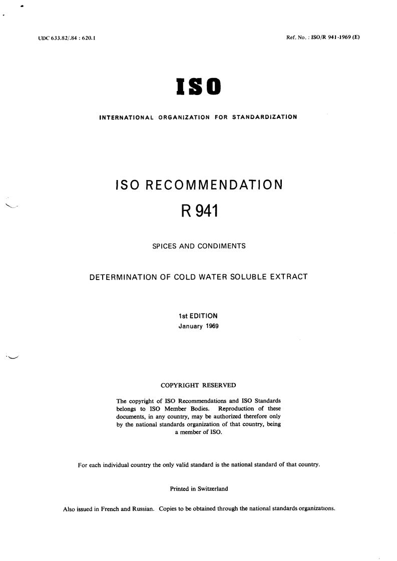 ISO/R 941:1969 - Title missing - Legacy paper document
Released:1/1/1969
