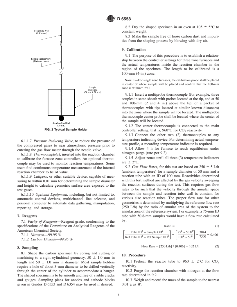 ASTM D6558-00a - Standard Test Method for Determination of TGA CO<sub>2</sub> Reactivity of Baked Carbon Anodes and Cathode Blocks