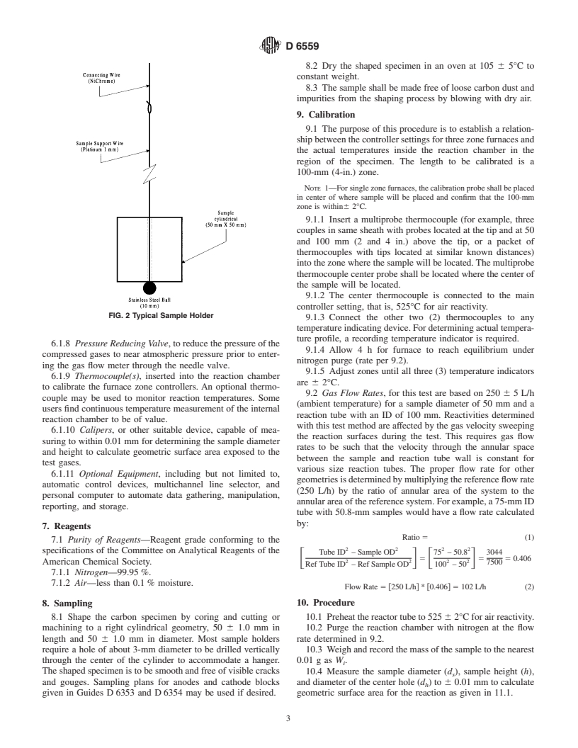 ASTM D6559-00a - Standard Test Method for Determination of TGA Air Reactivity of Baked Carbon Anodes and Cathode Blocks