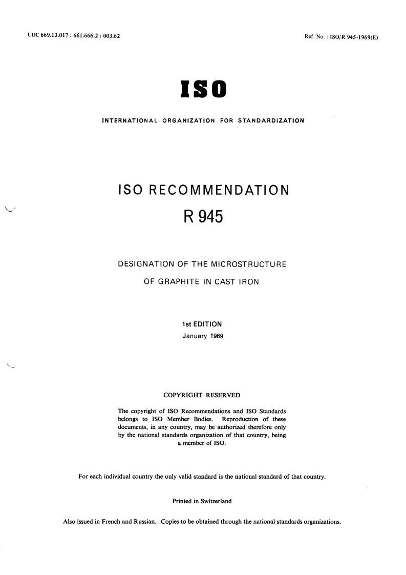 ISO/R 945:1969 - Title missing - Legacy paper document
Released:1/1/1969