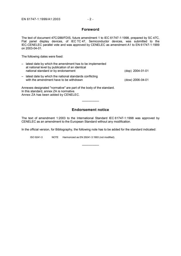 EN 61747-1:1999/A1:2003 EN 61747-1:2002/A1:2005 - Page 4 preview