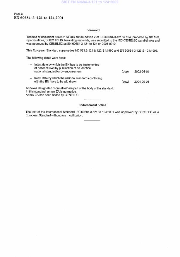 EN 60684-3-121 to 124:2001 EN 60684-3-121 to 124:2002 - Page 4 preview