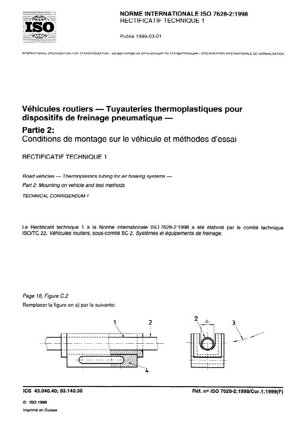 ISO/TR 7628-2:1986 - Véhicules routiers -- Tuyauteries thermoplastiques pour freinage pneumatique