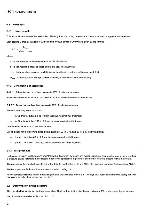 ISO/TR 7628-2:1986 ISO/TR 7628-2:1986 - Road vehicles -- Thermoplastics tubing for use in air braking systems - Page 4 preview