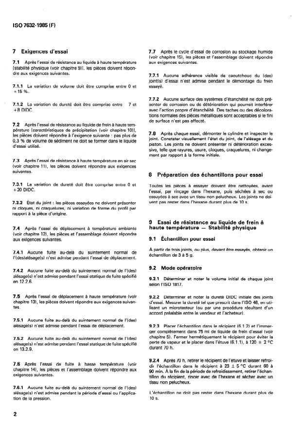 ISO 7632:1985 ISO 7632:1985 - Véhicules routiers -- Joints en caoutchouc pour cylindres de freins hydrauliques a disque utilisant un liquide de frein a base pétroliere (température maximale d'utilisation 120 degrés C) - Page 4 preview