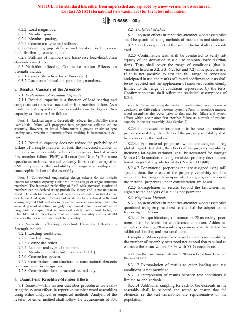 ASTM D6555-00a - Guide for Evaluating System Effects in Repetitive-Member Wood Assemblies