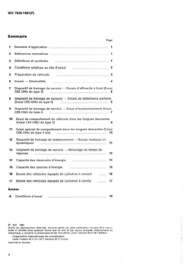 ISO 7635:1991 ISO 7635:1991 - Véhicules routiers -- Dispositifs de freinage a transmission pneumatique ou hydropneumatique -- Mesurage des performances de freinage - Page 2 preview