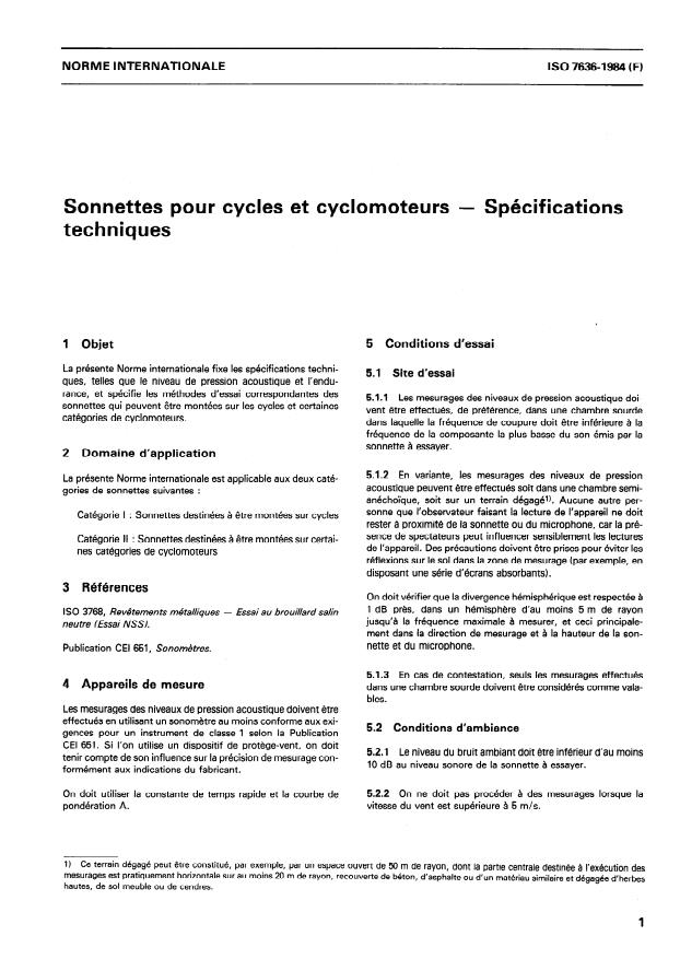 ISO 7636:1984 ISO 7636:1984 - Sonnettes pour cycles et cyclomoteurs -- Spécifications techniques - Page 3 preview