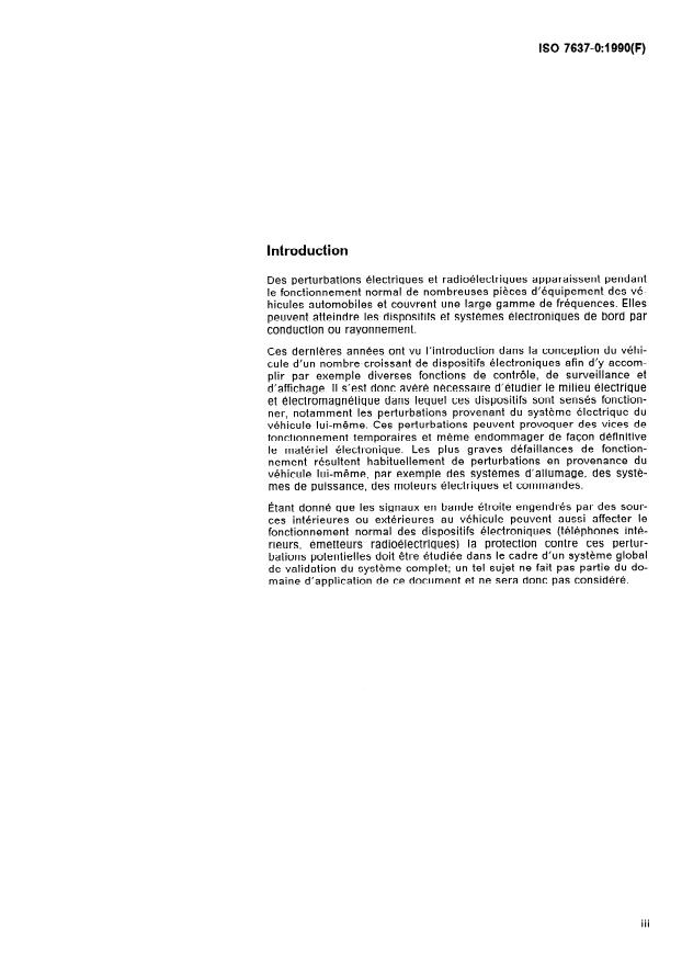 ISO 7637-0:1990 - Véhicules routiers -- Perturbations électriques par conduction et par couplage
