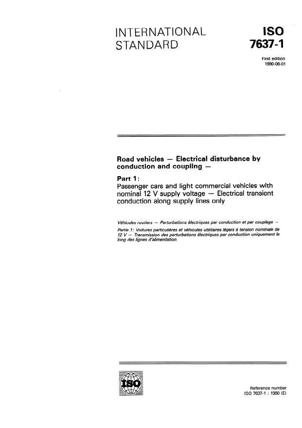 ISO 7637-1:1990 - Road vehicles -- Electrical disturbance by conduction and coupling