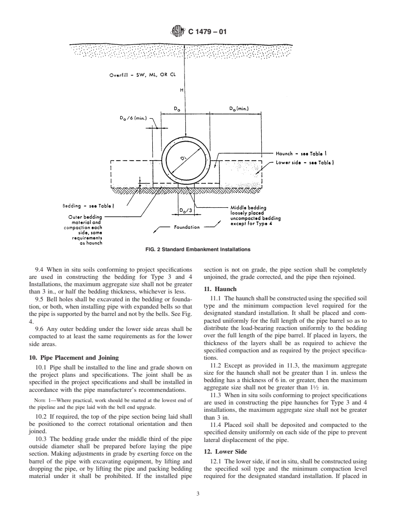 ASTM C1479-01 - Standard Practice for Installation of Precast Concrete Sewer, Storm Drain, and Culvert Pipe Using Standard Installations