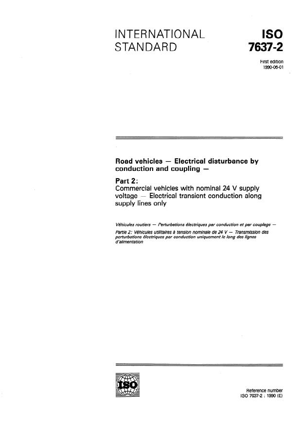 ISO 7637-2:1990 - Road vehicles -- Electrical disturbance by conduction and coupling