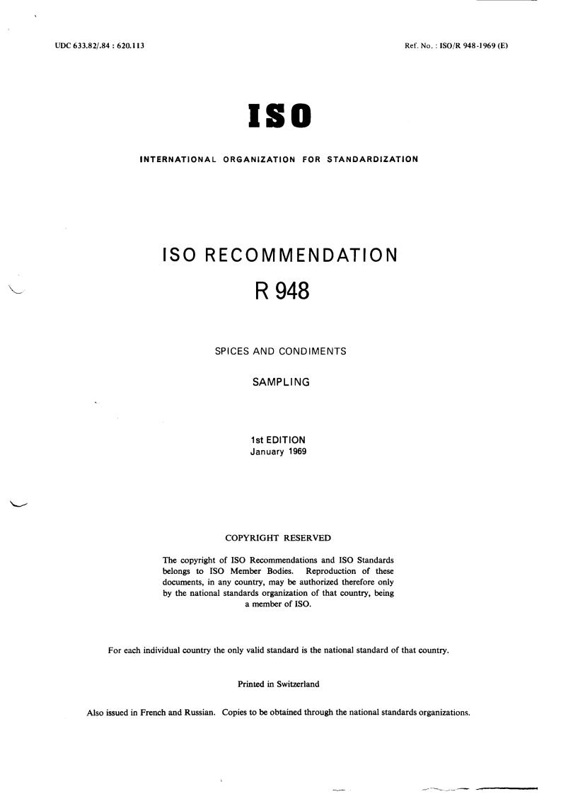 ISO/R 948:1969 - Title missing - Legacy paper document
Released:1/1/1969