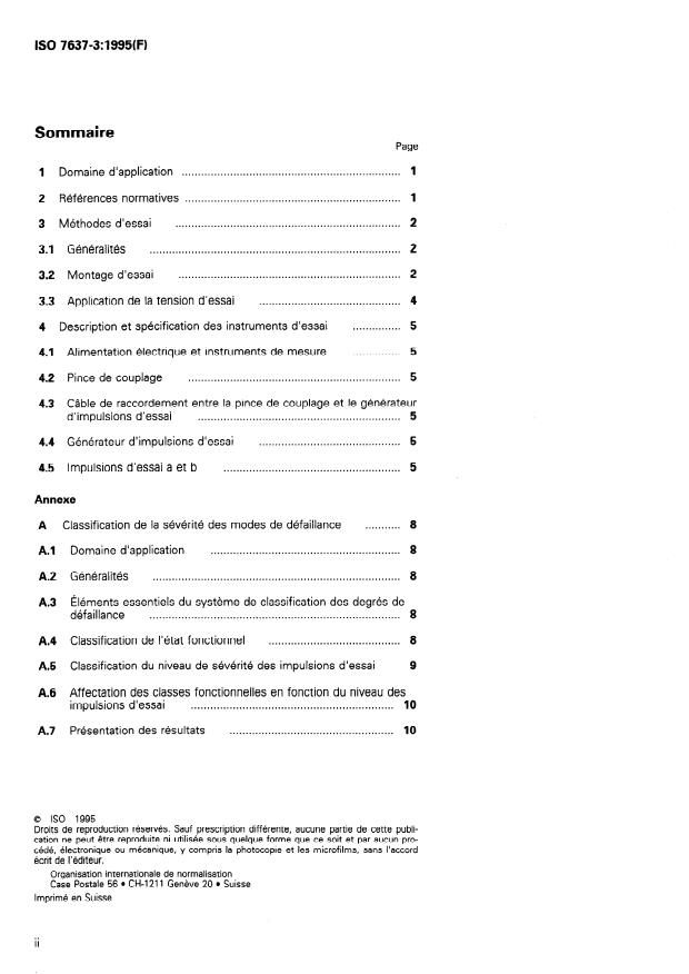 ISO 7637-3:1995 ISO 7637-3:1995 - Véhicules routiers -- Perturbations électriques par conduction et par couplage - Page 2 preview
