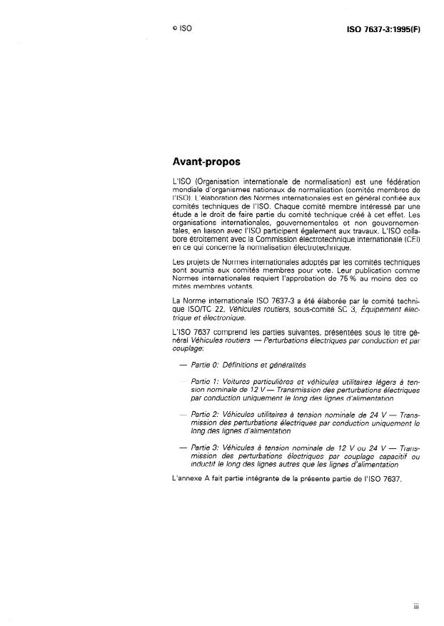 ISO 7637-3:1995 - Véhicules routiers -- Perturbations électriques par conduction et par couplage