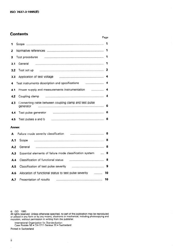 ISO 7637-3:1995 ISO 7637-3:1995 - Road vehicles -- Electrical disturbance by conduction and coupling - Page 2 preview