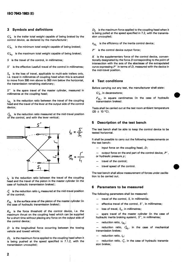 ISO 7643:1983 ISO 7643:1983 - Road vehicles -- Caravans and light trailers -- Bench test methods for brake controls for inertia braked trailers of categories 01 and 02 - Page 4 preview