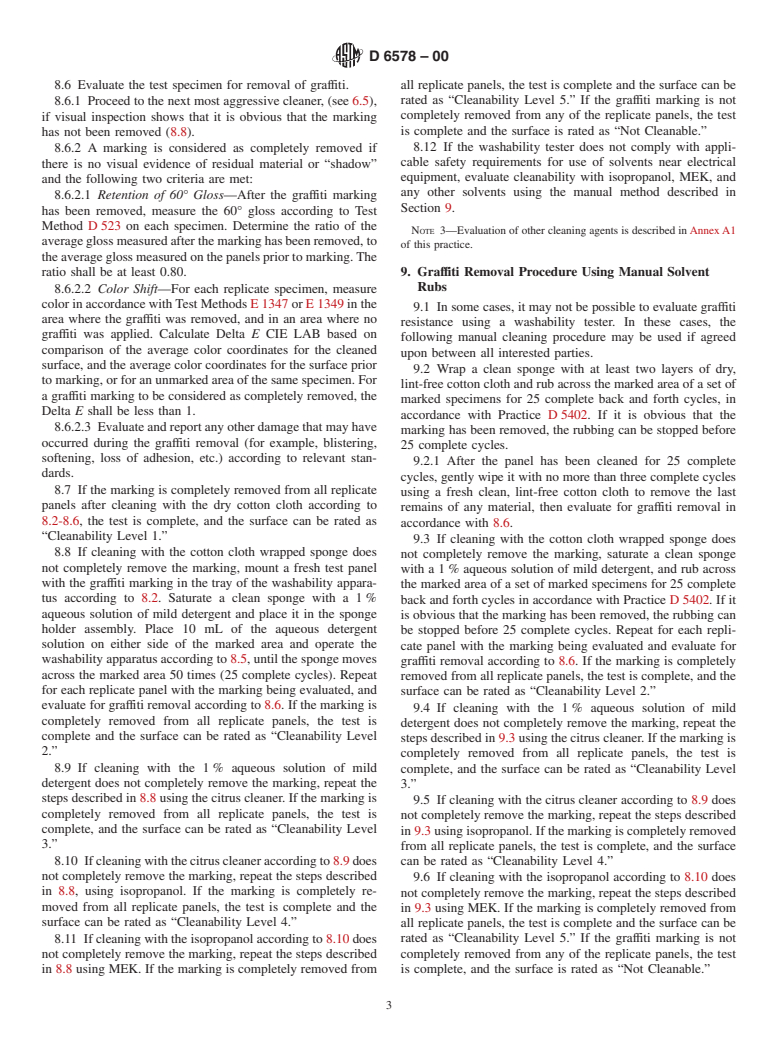 ASTM D6578-00 - Standard Practice for Determination of Graffiti Resistance