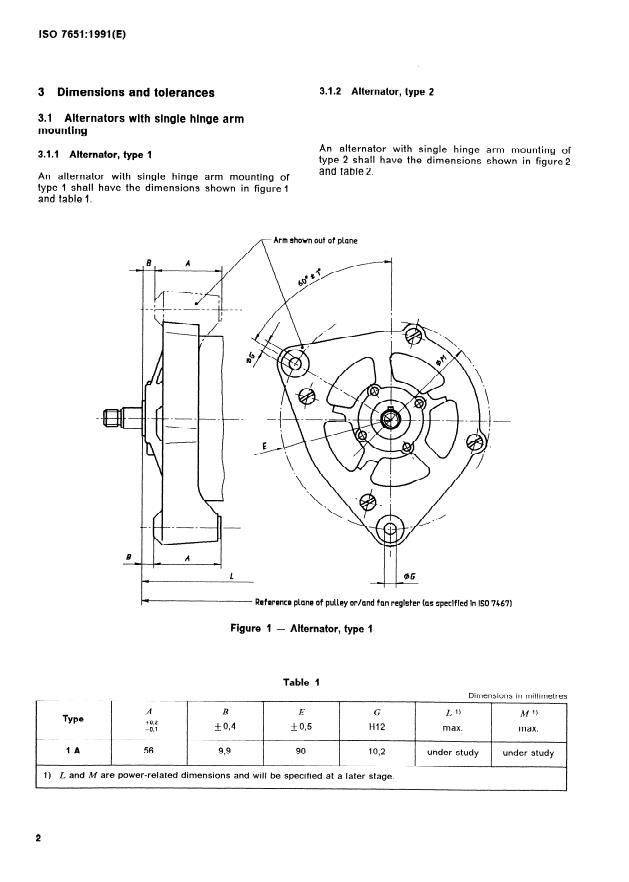 ISO 7651:1991 ISO 7651:1991 - Commercial vehicles and buses -- Mounting dimensions for alternators of types 1, 2 and 3 - Page 4 preview
