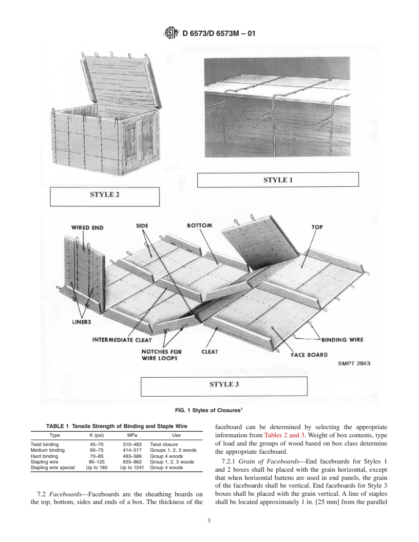 ASTM D6573/D6573M-01 - Standard Specification for General Purpose Wirebound Shipping Boxes