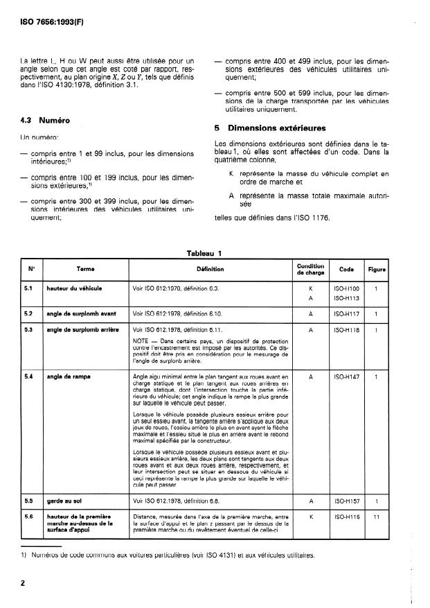 ISO 7656:1993 ISO 7656:1993 - Véhicules routiers utilitaires -- Codes dimensionnels - Page 4 preview